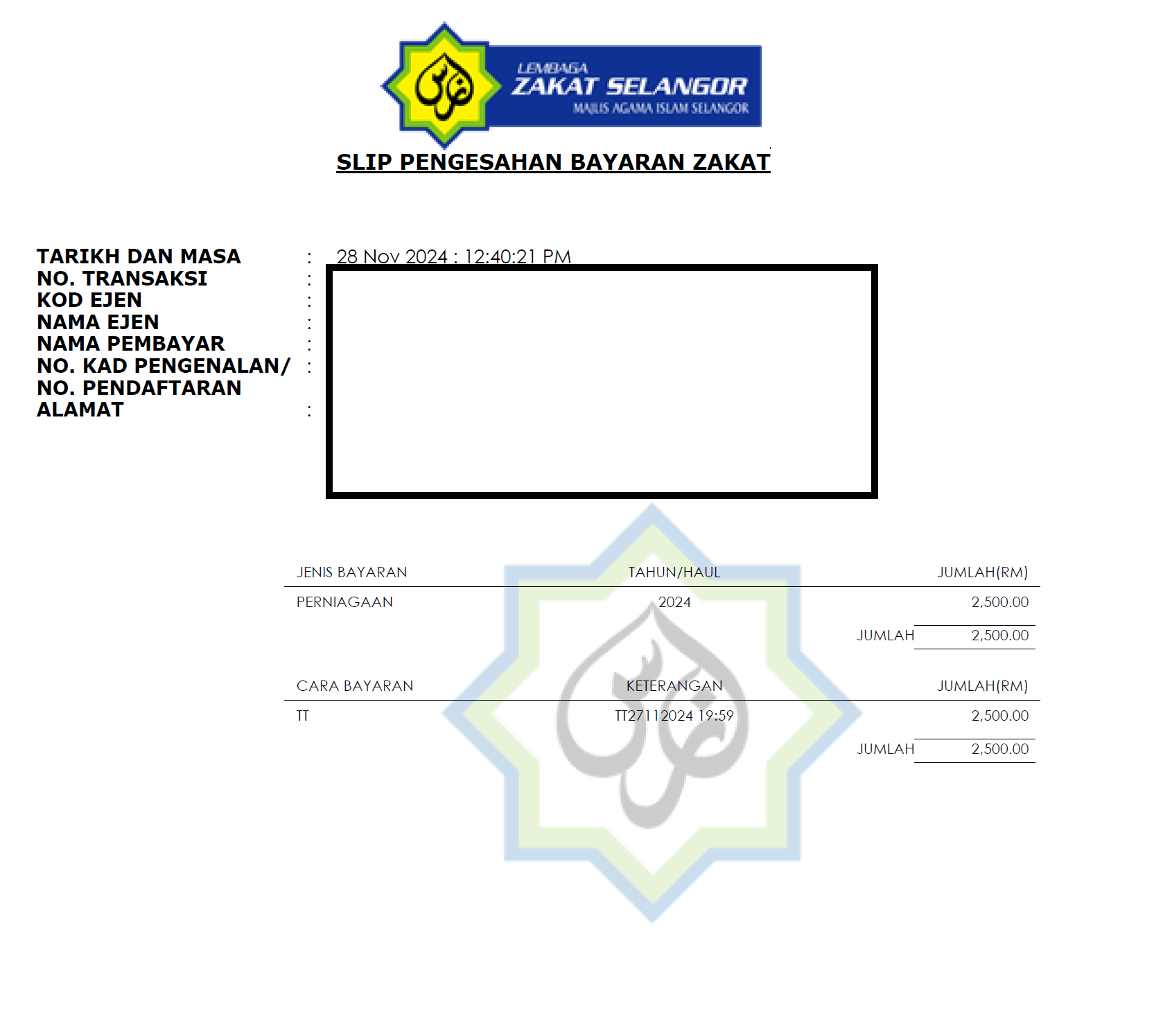 Resit Zakat